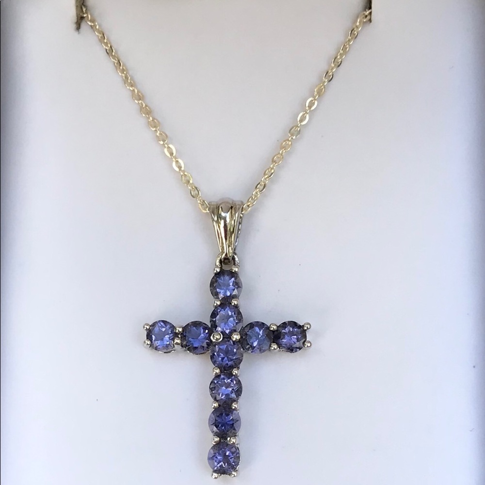 Tanzanite Crucifix Necklace - Picture 2 of 8